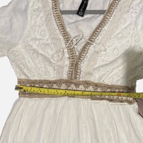 Anthropologie  Bohemian Maxi Dress Crochet Lace Eyelet Beach Me2Magic Victoria-L - Picture 5 of 13